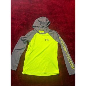 Under Armour Boys pullover Neon/Gray hooded shirt YLG